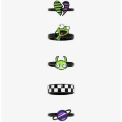 New ⭐ Invader Zim GIR Planet Black Ring Set 🎁