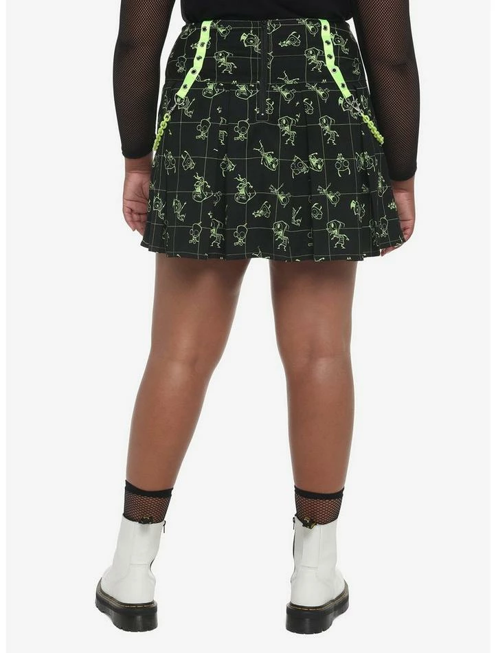 Buy π Invader Zim Chain Grid Pleated Skirt Plus Size π 2 Buy π Invader Zim Chain Grid Pleated Skirt Plus Size π - Image 2