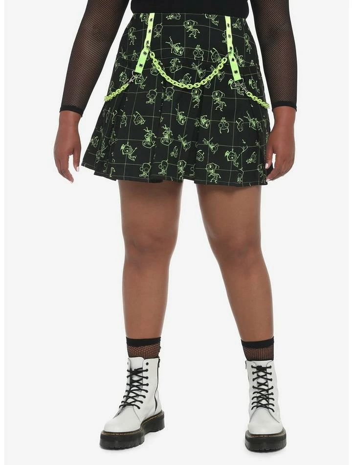 Buy π Invader Zim Chain Grid Pleated Skirt Plus Size π 1 Buy π Invader Zim Chain Grid Pleated Skirt Plus Size π