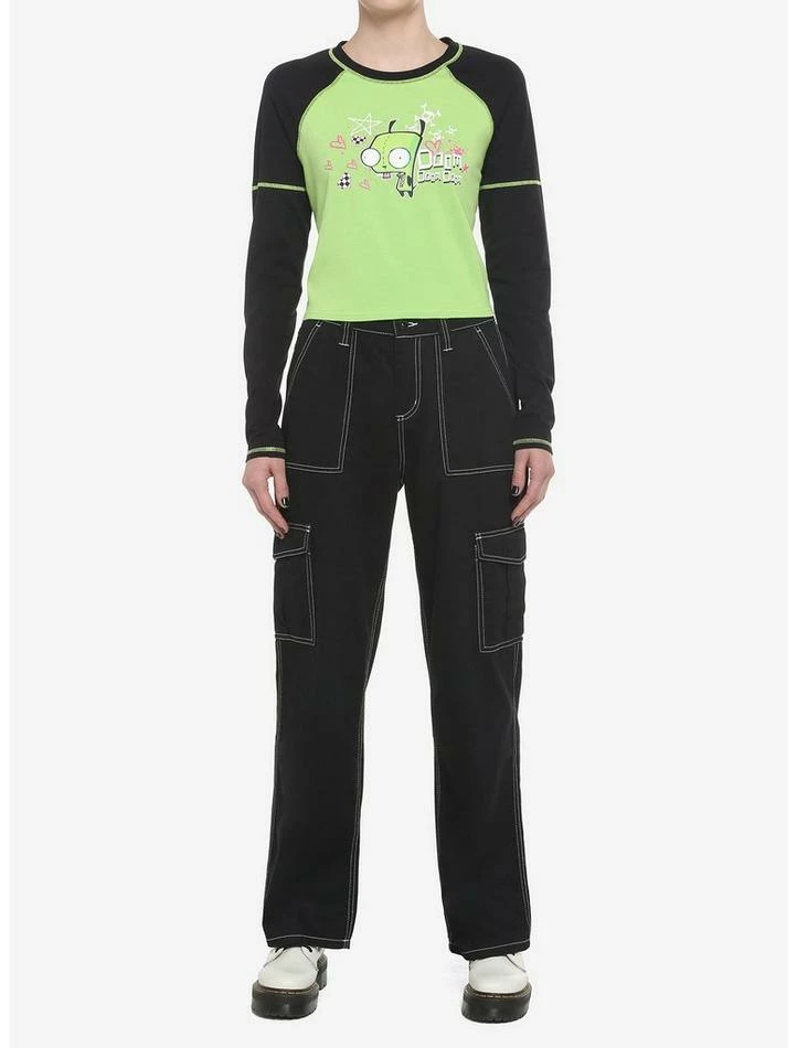 Flash Sale ✨ Invader Zoom GIR Contrast Stitch Girls Raglan Long-Sleeve Top ✔️ 2 Flash Sale ✨ Invader Zoom GIR Contrast Stitch Girls Raglan Long-Sleeve Top ✔️ - Image 2