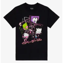 Discount 🎉 Invader Zim Neon Group Boyfriend Fit Girls T-Shirt 🎁