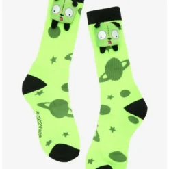 Cheap 🎉 Invader Zim GIR Planets 3D Plush Crew 🤩 Socks ❤️